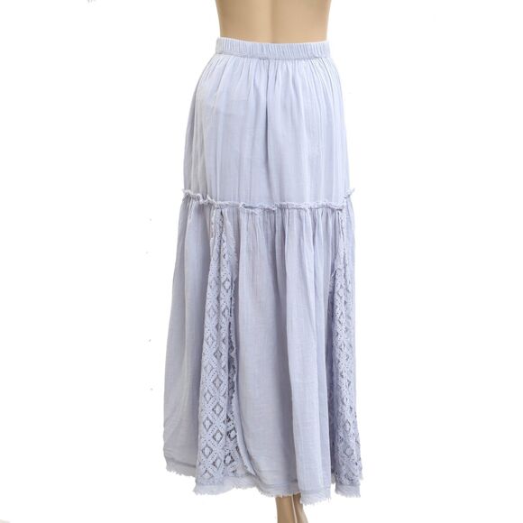 Free People Free-Est Aimee Maxi Skirt Sheer Lace Pull-on Tiered Flowy M 283583 - Picture 6 of 8